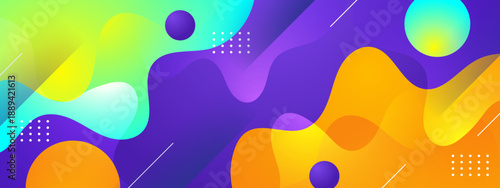 Colorful organic fluid motion background with purple and yellow gradients and halftone patterns