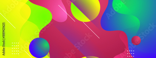 Dynamic abstract design with multi-colored liquid waves and floating circular patterns