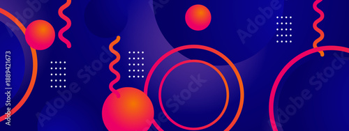 High contrast futuristic design with vibrant orange spheres on deep blue backdrop