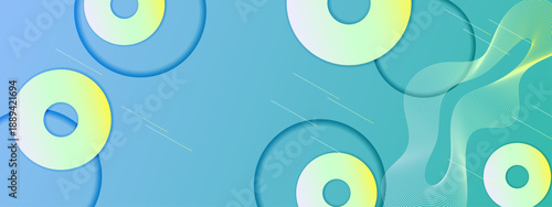 Bright cyan and blue abstract background with wavy mesh lines and soft gradient circular elements for web design