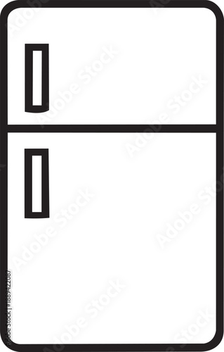 Refrigerator icon, kitchen fridge appliance for cooling and storing food, modern household refrigeration unit with doors, flat vector illustration