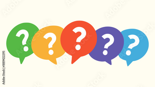 colorful question mark asking discussion flat color vector illustration template design