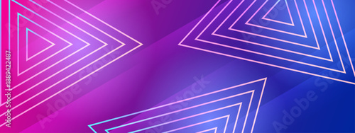 A sleek modern background featuring repeating triangle outlines on a vibrant purple to blue gradient base