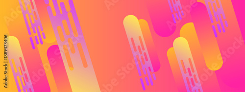 Bright summer style background featuring rounded geometric shapes with warm sunset color transitions