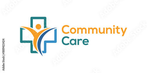  people with plus health care logo vector design concept