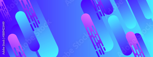 Clean and modern blue background with floating rounded diagonal shapes in cyan and violet gradients