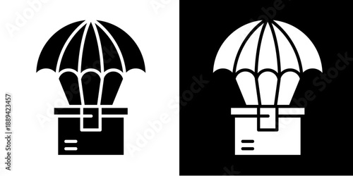 Parachute   Icon Set White Style Collection