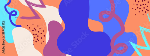 High contrast artistic design featuring organic fluid forms and playful squiggles for creative media