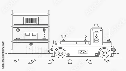 Automated Guided Vehicle picking items in smart warehouse