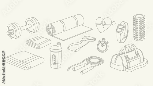 Collection of isometric fitness and gym equipment.