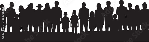 Diverse group of people standing together in silhouette formation