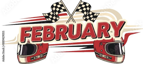 Racing Helmets and Checkered Flags Celebrate February with Speed and Victory