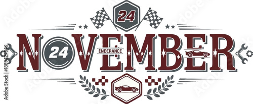 Vintage Racing Event on November 24th with Checkered Flags and Laurel Wreath