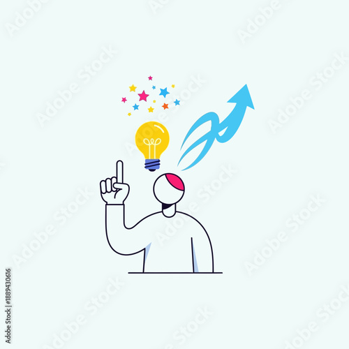 Person with idea, lightbulb, inspiration, innovation, creativity, growth