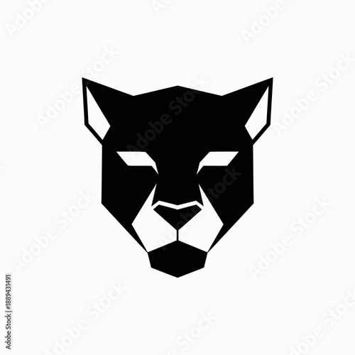 Geometric Black Panther Head Logo Design