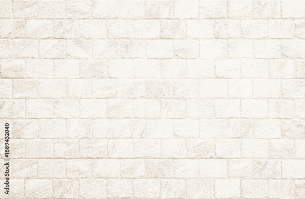 Fototapeta premium Empty background of wide cream brick wall texture. Beige old brown brick wall concrete or stone textured, wallpaper limestone abstract.