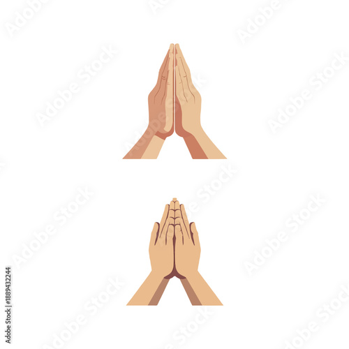 Hands Pressed Together Greeting Gesture Flat Vector, Respectful Islamic Salam Greeting Icon for Eid