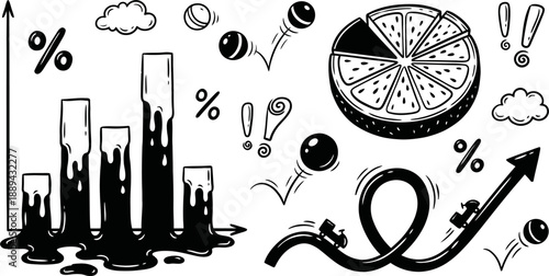 Hand drawn business and financial infographic elements vector illustration