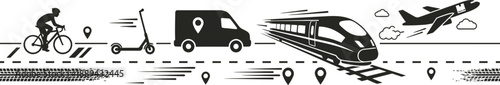Logistics and transportation modes moving vector illustration