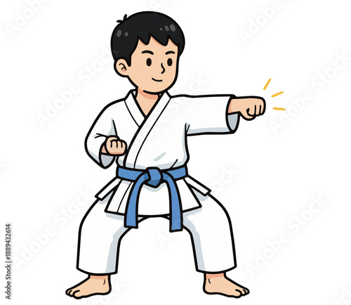 Karate Kid Punching Martial Arts Illustration