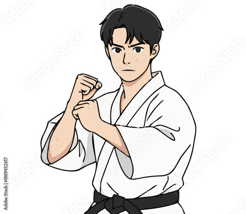 Karate Master Ready Stance Martial Arts Illustration