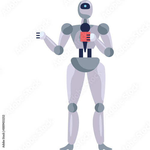 AI Robot Journalist With Microphone