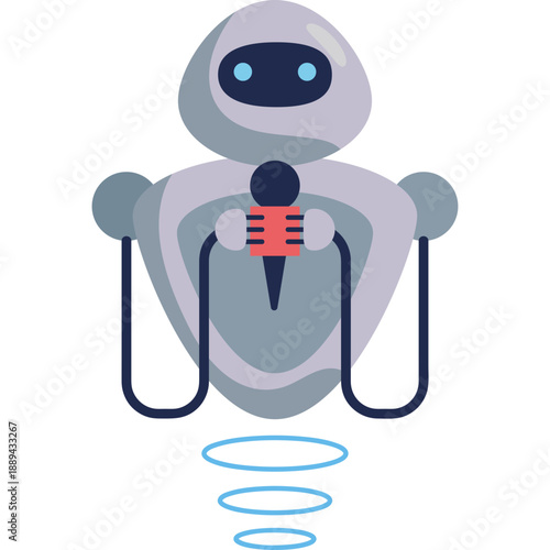 AI Robot Journalist With Microphone