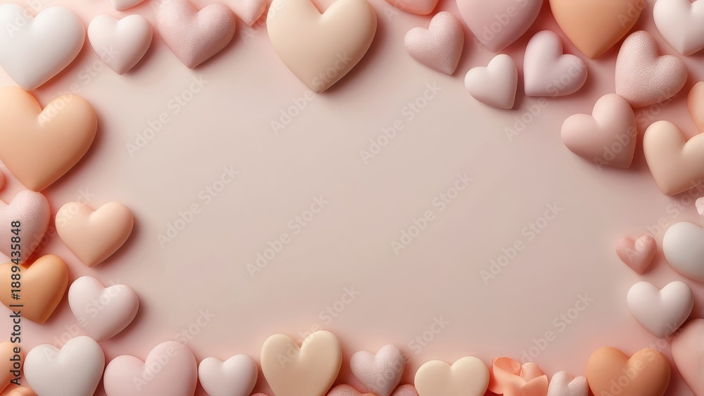 Fototapeta premium Minimal Pink Valentine Background with Heart Accents