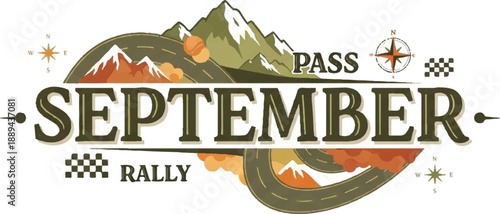 Rally navigation through mountain pass on a winding road in September