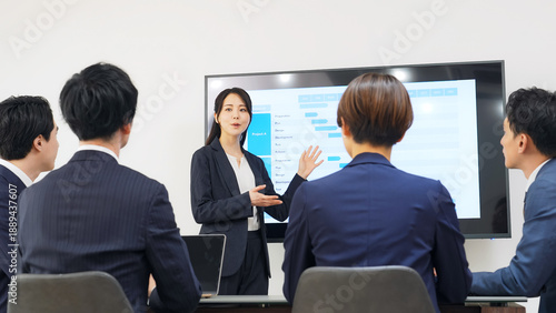 Canvastavla セミナー、プレゼン、プレゼンテーション、講師、ビジネス、チームワーク、経営、会議、ミーティング、モニター、画面、グループ、プロジェクト、企画、ワークショップ、研