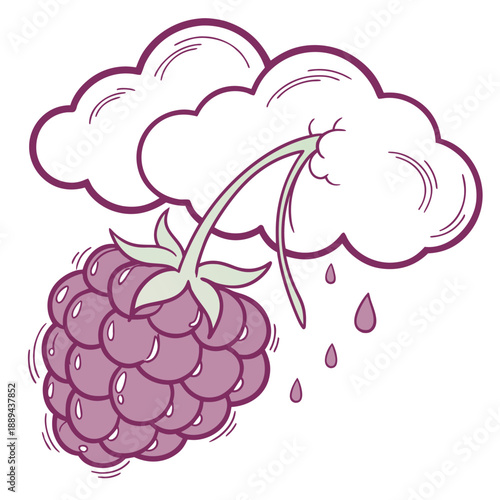 Gel-like berry purple fluffy cloud shape in a 3D vector art featuring a translucent and soft tactile appearance