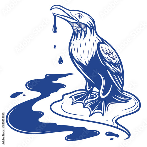 Tactile cobalt blue molten blob with chrome reflections in a 3D fluid vector design showing a high-shine finish