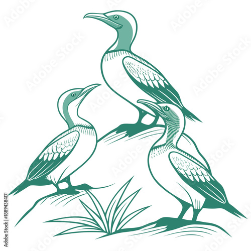 Matte emerald green squircles in a tetris like stacked arrangement for a modern and clean 3D tech background design