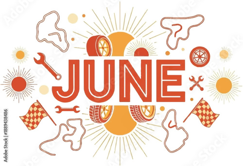 Summer celebration illustration with June theme, vibrant colors, and festive elements