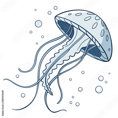 Ocean blue squircle with bubble like protrusions in a 3D vector design featuring a unique organic tactile shape