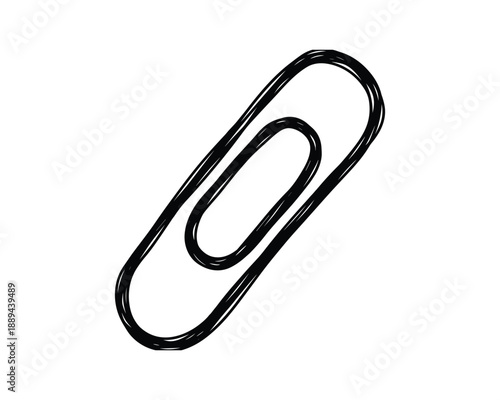 Black paperclip illustration, great for office supply designs, organizing papers, sketches and hand-drawn.