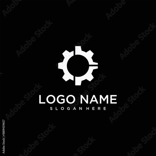 Gear Logo Template on Black Background