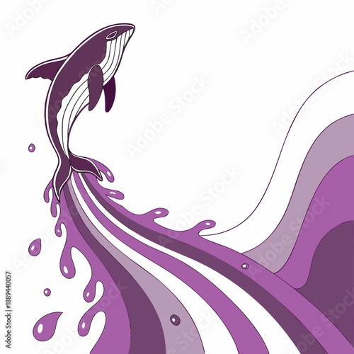 Gradient 3D vector of a plum purple gel blob cascading in a fluid and translucent jelly like movement