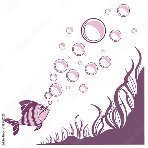 3D vector of plum to orchid gradient orbs cascading downward with a soft and elegant vertical movement