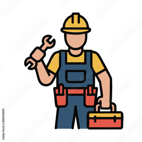 Construction Worker Cartoon Illustration