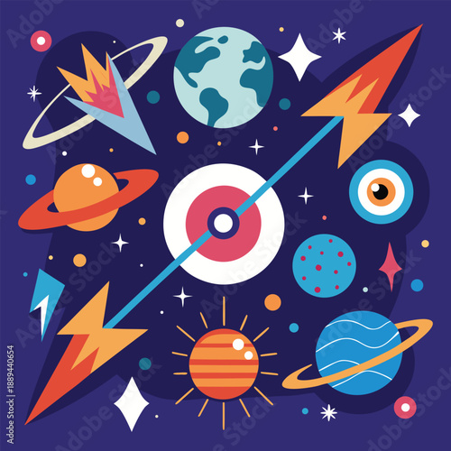 Colorful Space and Planet Illustration