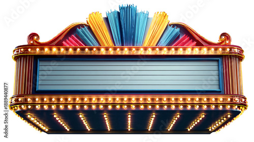 Empty vintage marquee sign with illuminated border and blank display board.