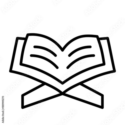 Open Book Icon Holy Scripture Stand Minimalist Line Art Sacred Text