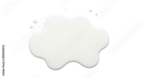 Spilled milk puddle isolated on white background and texture, top view