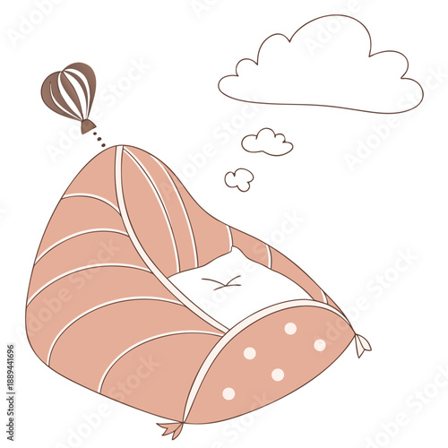 Matte 3D terracotta cushion cloud with an organic form and soft tactile texture in a warm earthy vector style