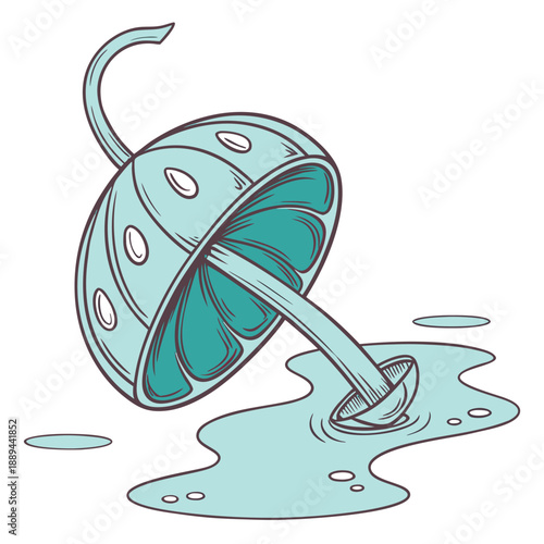 Turquoise fluid puddle shape with reflective highlights and a 3D liquid design in a modern minimalist vector style