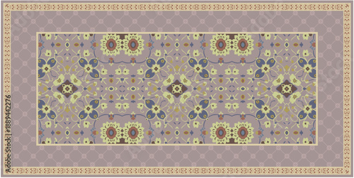 Intricate Ethnic Pattern in Serene Purple for Luxurious Textiles	