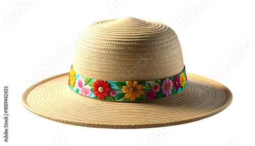 Straw Hat with Floral Band.