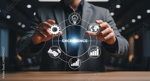 Businessman achieving excellence with innovative business strategies