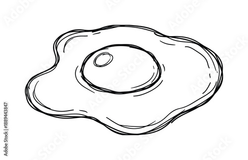 Doodle style cooked egg isolated design element, simple drawing style breakfast meal illustration.